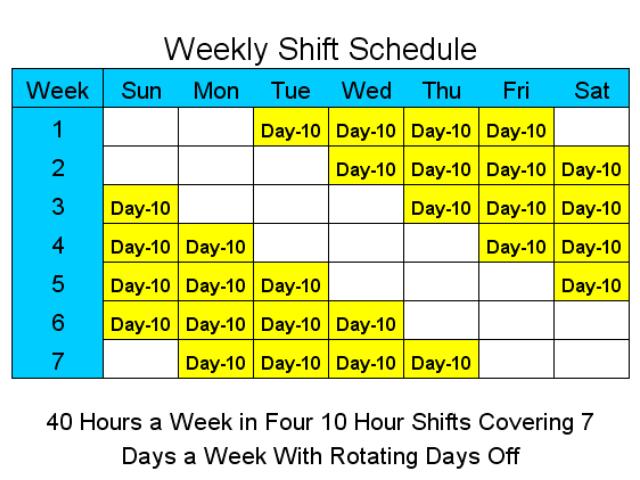 10 Hour Schedules for 7 Days a Week 1.7