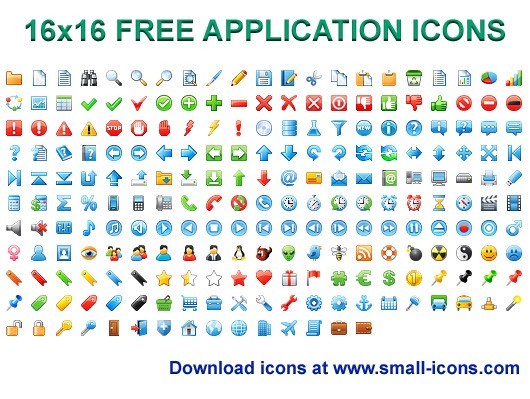 16x16 Free Application Icons 2013.1