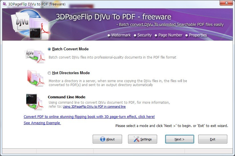 3DPageFlip Djvu to PDF - freeware 1.9