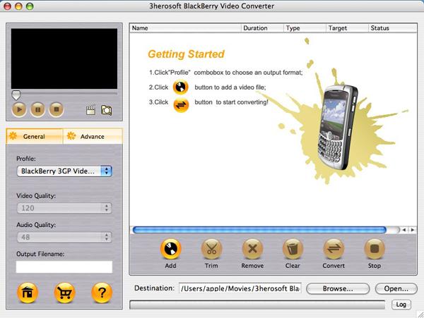 3herosoft BlackBerry Video Converter for Mac 3.4.9.0624