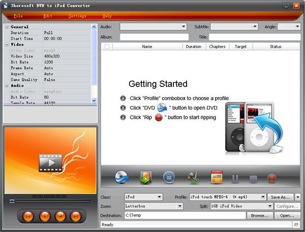3herosoft DVD to iPod Converter 3.6.7.0422