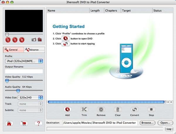 3herosoft DVD to iPod Converter for Mac 3.5.2.0407