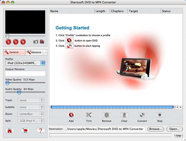 3herosoft DVD to MP4 Converter for Mac 3.5.2.0405