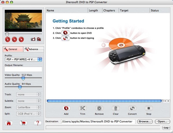3herosoft DVD to PSP Converter for Mac 3.0.2.0526