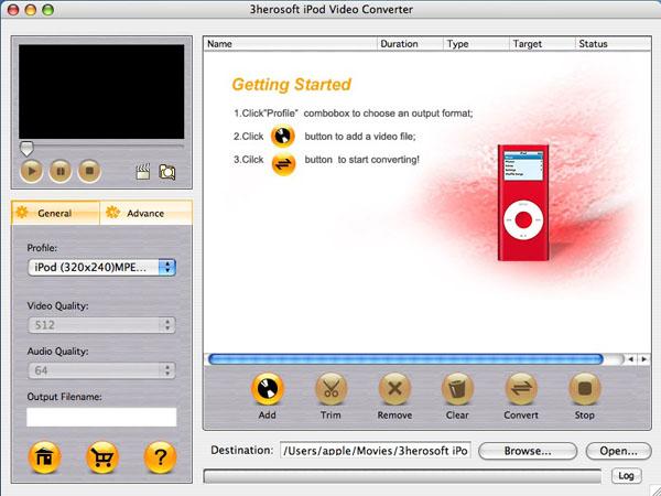 3herosoft iPod Video Converter for Mac 3.4.3.0310