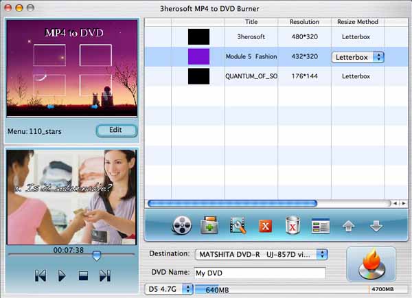 3herosoft MP4 to DVD Burner for Mac 3.5.4.0707