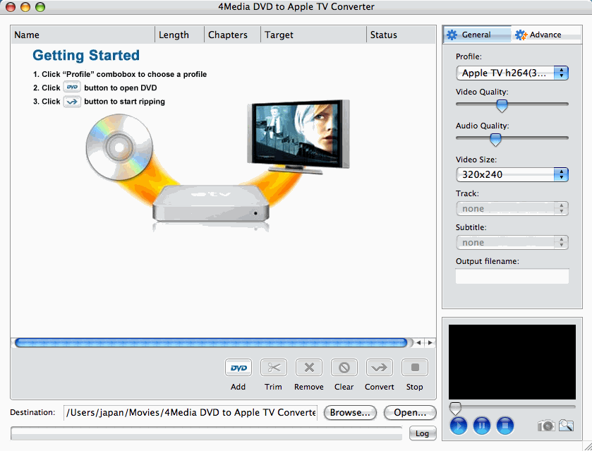 4Media DVD to AppleTV Converter for Mac 4.0.60.0725