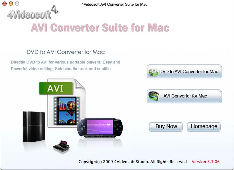 4Videosoft AVI Converter Suite for Mac 3.2.08