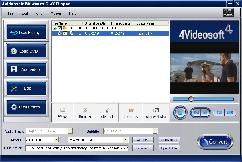 4Videosoft Blu-ray to DivX Ripper 3.1.38