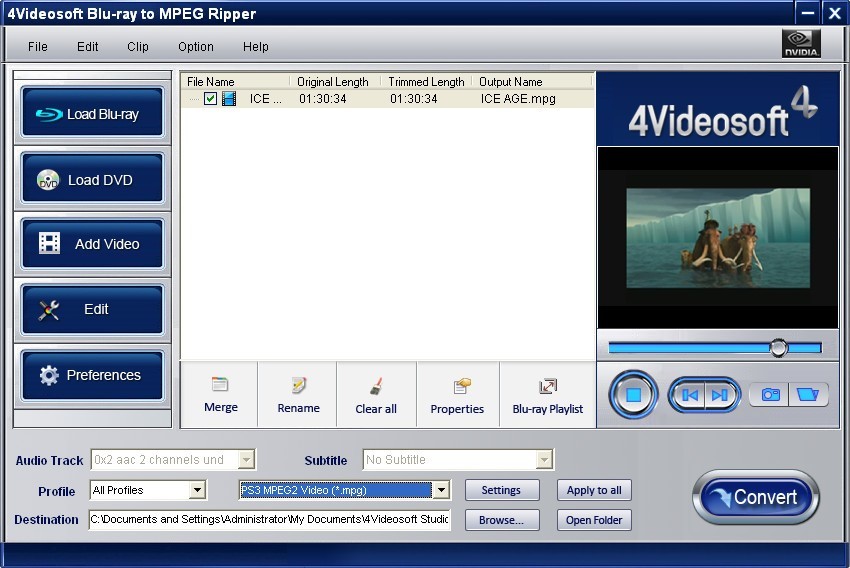 4Videosoft Blu-ray to MPEG Ripper 3.2.02