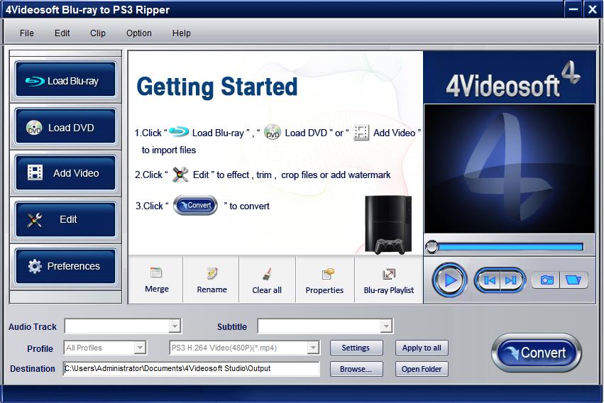 4Videosoft Blu-ray to PS3 Ripper 3.1.30