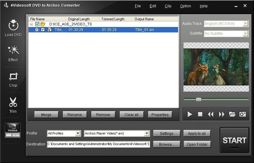 4Videosoft DVD to Archos Converter 4.0.26