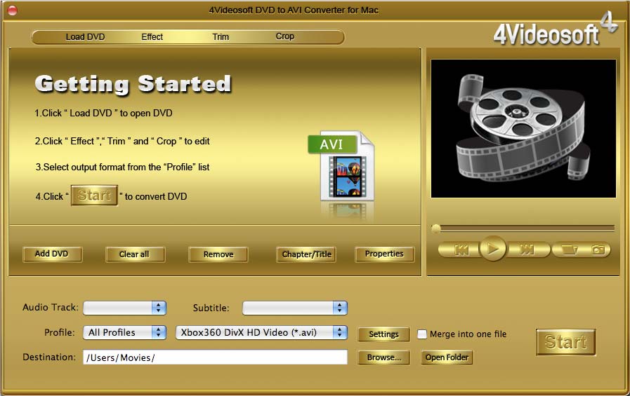 4Videosoft DVD to AVI Converter for Mac 3.1.10