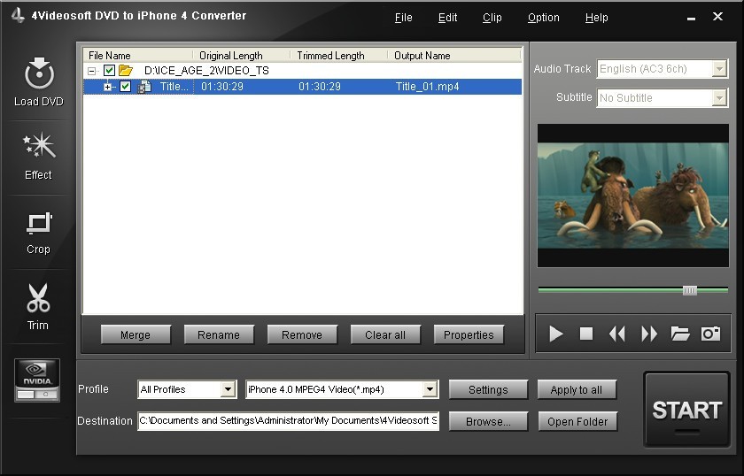 4Videosoft DVD to iPhone 4 Converter 3.3.32