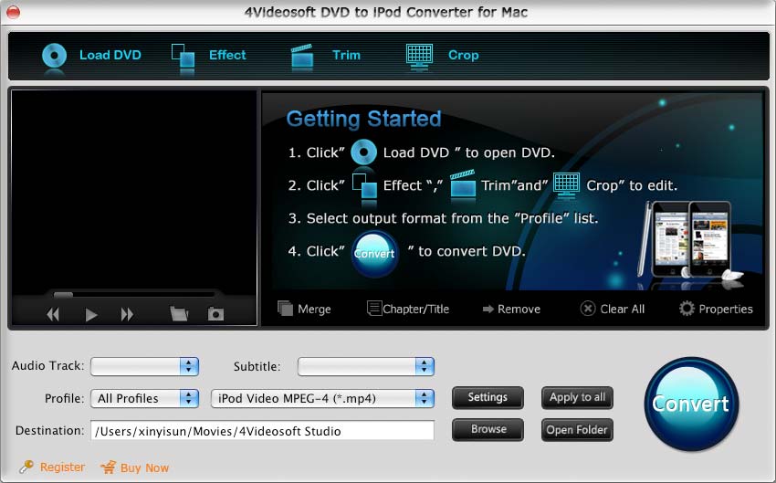 4Videosoft DVD to iPod Converter for Mac 3.1.30