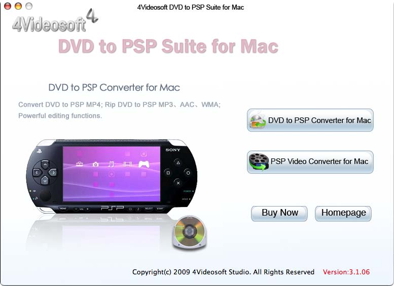 4Videosoft DVD to PSP Suite for Mac 3.1.08