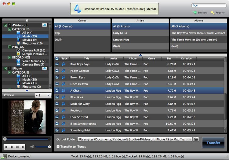4Videosoft iPhone 4S to Mac Transfer 5.0.8