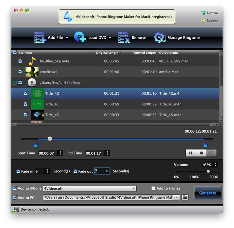 4Videosoft iPhone Ringtone Maker for Mac 7.0.22