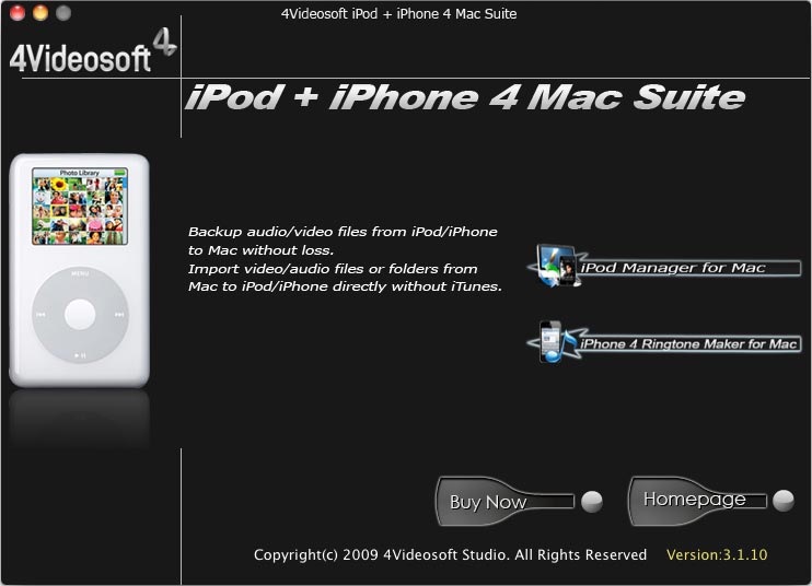 4Videosoft iPod + iPhone 4 Mac Suite 3.1.12