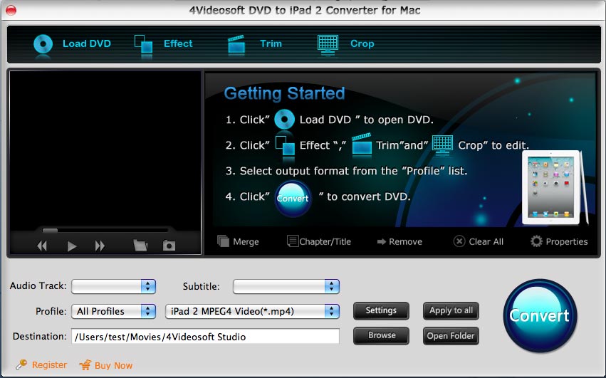 4Videosoft Mac DVD to iPad 2 Converter 3.1.38