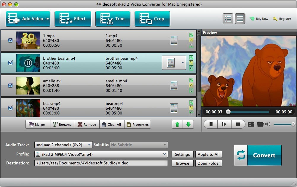 4Videosoft Mac iPad 2 Video Converter 5.0.28