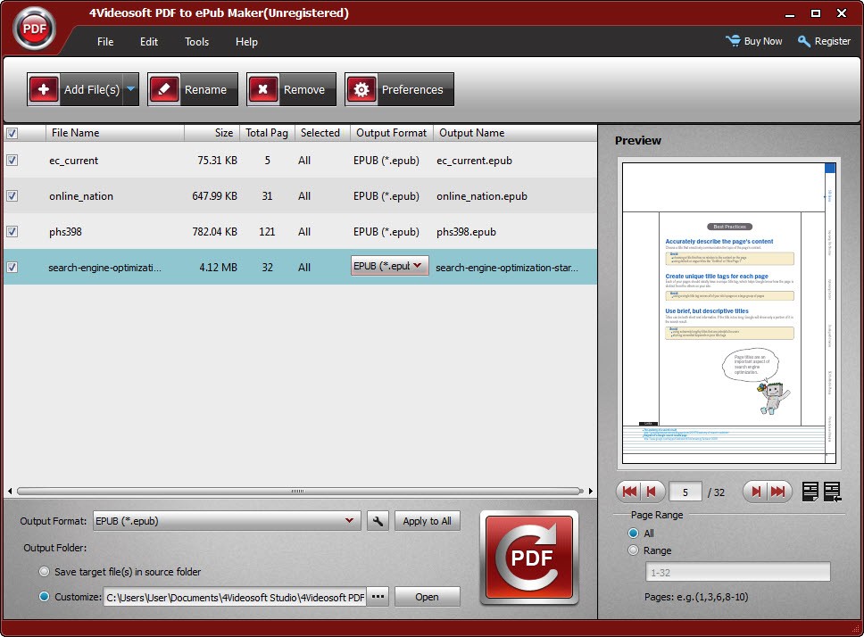 4Videosoft PDF to ePub Maker 4.2.08