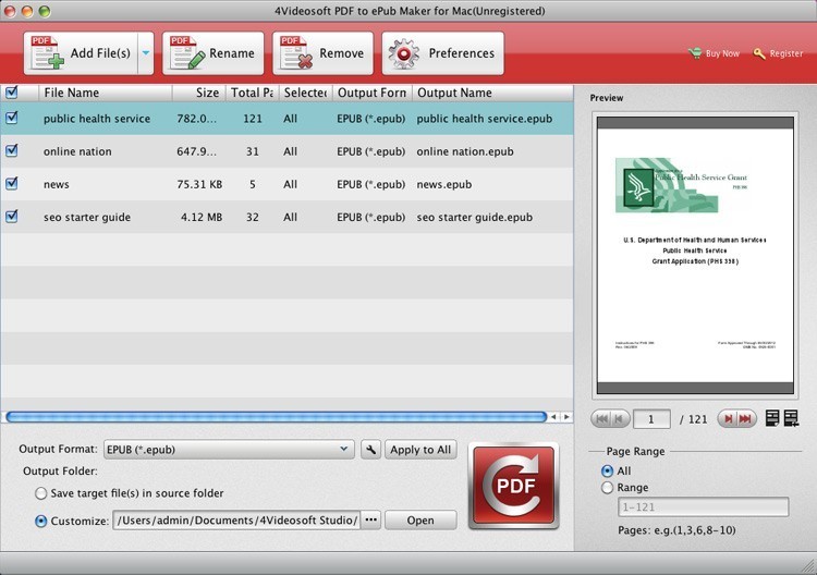 4Videosoft PDF to ePub Maker for Mac 3.1.6