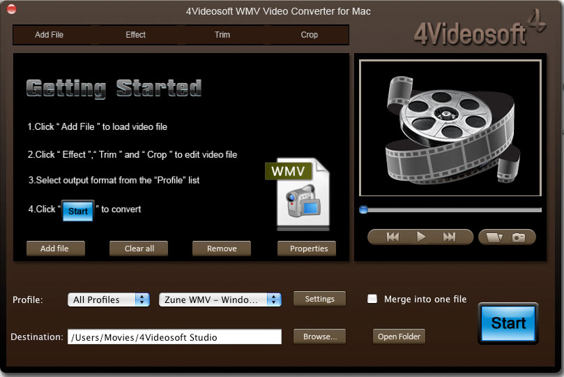 4Videosoft WMV Video Converter for Mac 3.1.06
