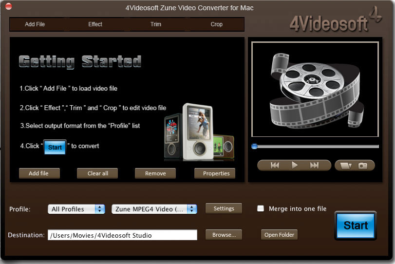 4Videosoft Zune Video Converter for Mac 3.1.06