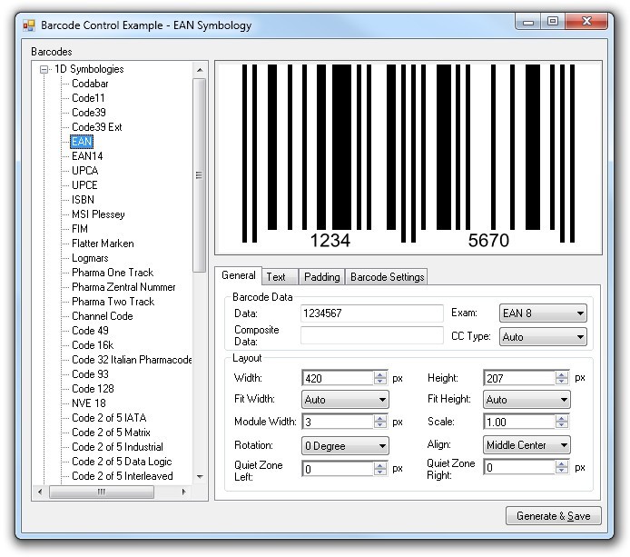 .NET Barcode Component for WinForms 1.2