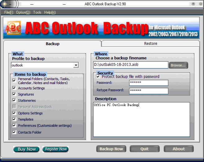 ABC Outlook Backup 3.00
