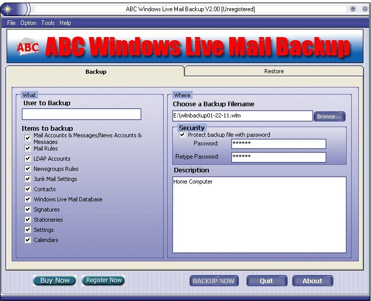 ABC Windows Live Mail Backup 2.50