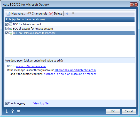 Auto BCC/CC for Microsoft Outlook 3.5.0