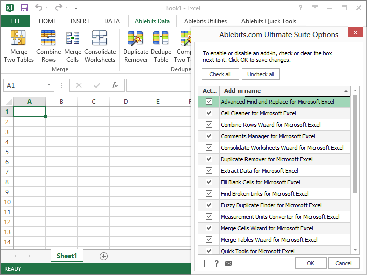 Ablebits Ultimate Suite for Excel 2013.3