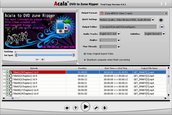 Acala DVD Zune Ripper 4.1.1