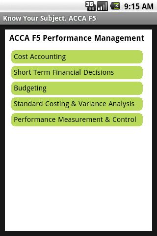 ACCA F5 Performance Management 1.1