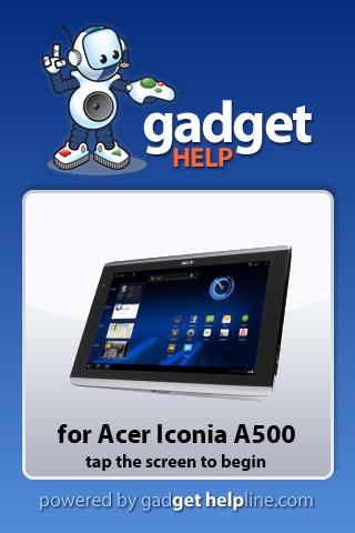 Acer Iconia A500 Gadget Help 1.0