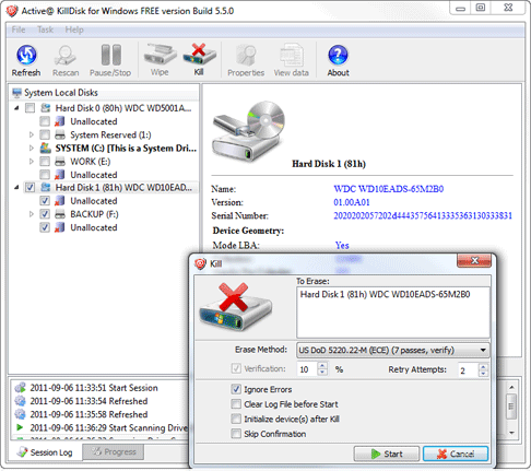 Active@ KillDisk Linux Console 9.1.1110