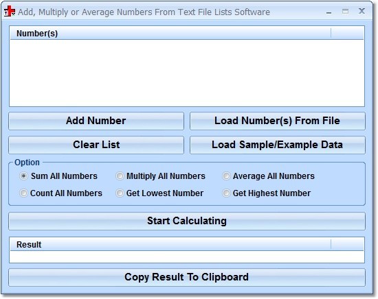 Add, Multiply or Average Numbers From Text File Lists Software 7.0