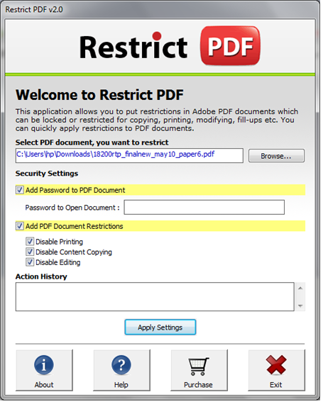 Add Restriction to PDF 3.12