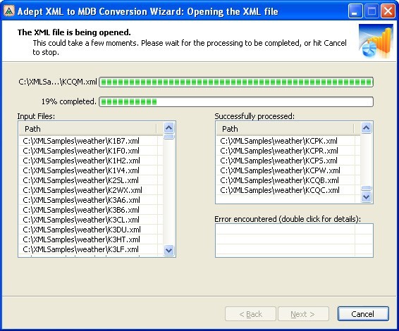 Adept XML to MDB Conversion Wizard 1.0