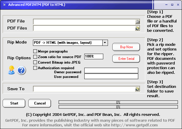 Advanced PDF2HTM (PDF to HTML) 2.00