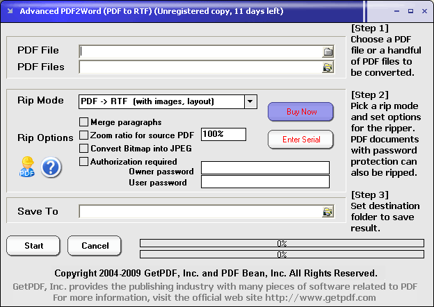Advanced PDF to RTF Converter 2.11