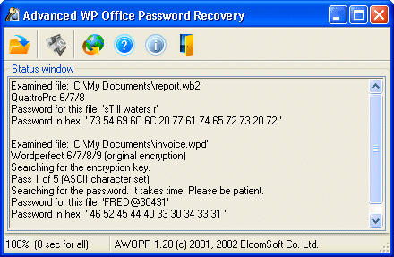 Advanced WordPerfect Office Password Recovery 1.22