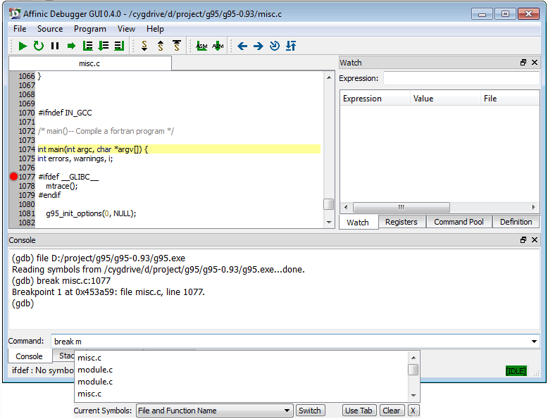 Affinic Debugger GUI for Linux 0.5.1