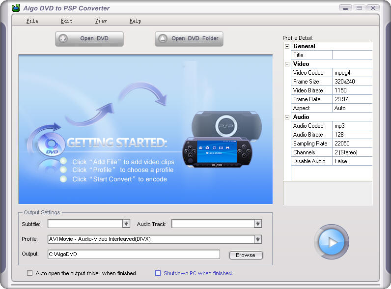 Aigo DVD to PSP Converter 2.0.13