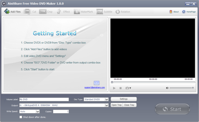 Ainishare Free Video DVD Maker 1.0.0