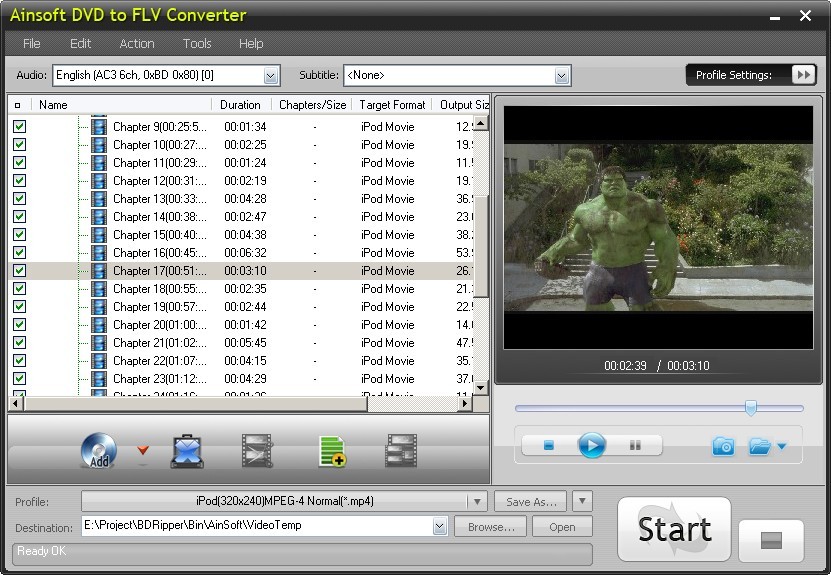 Ainsoft DVD to FLV Converter 1.0.1.47