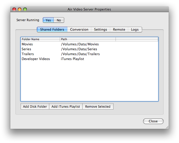 Air Video Server for Mac OS X 2.4.3