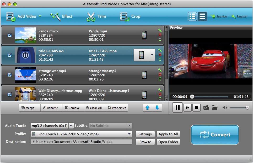 Aiseesoft iPod Video Converter for Mac 6.2.92